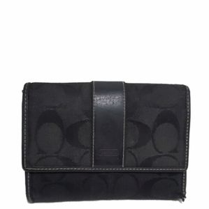 COACH Signature Jacquard Black Trifold Wallet